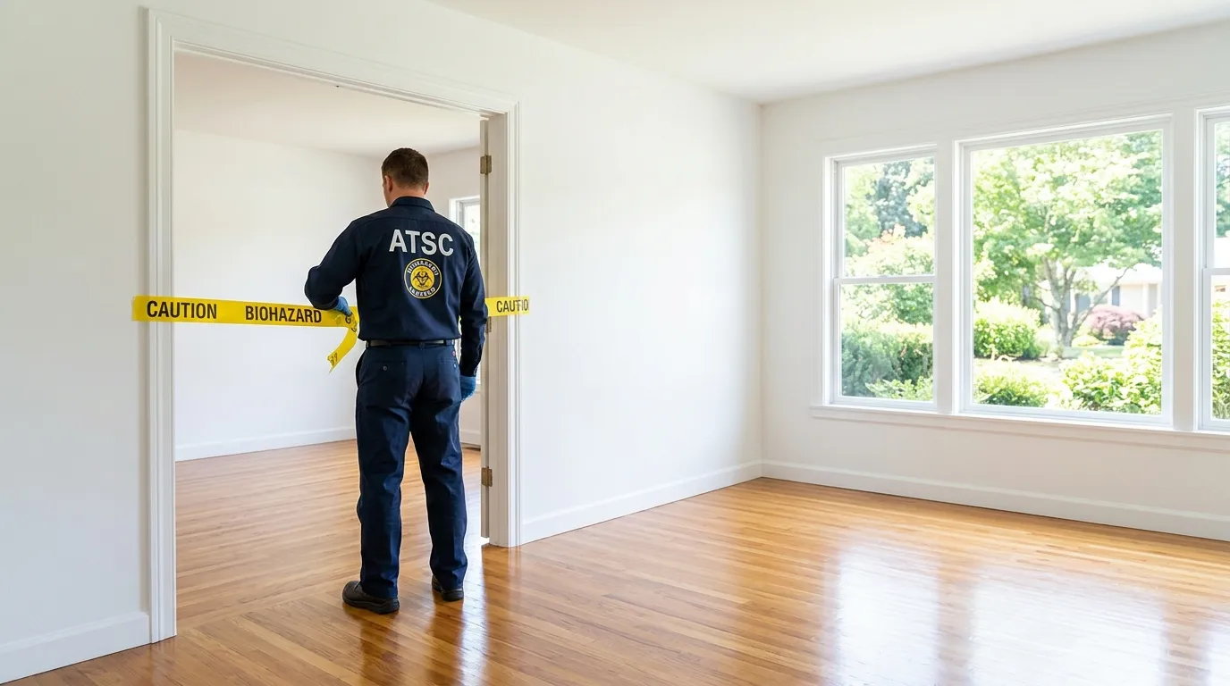 Certified biohazard cleanup crew performing Decomposition Cleanup in Emmaus